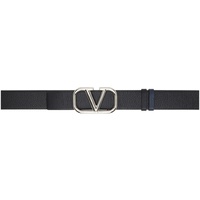 발렌티노 Valentino Garavani Black & Navy VLogo Signature Reversible Belt 241807M131001