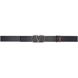 발렌티노 Valentino Garavani Black & Red VLogo Signature Reversible Belt 241807M131012
