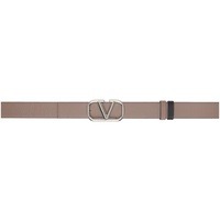 발렌티노 Valentino Garavani Taupe & Black VLogo Signature Reversible Belt 241807M131015