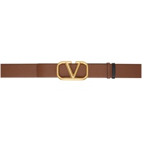 발렌티노 Valentino Garavani Tan & Black VLogo Signature Reversible Belt 241807M131017