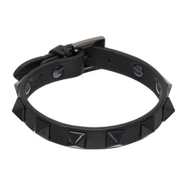 발렌티노 Valentino Garavani Black Rockstud Leather Bracelet 241807M142002