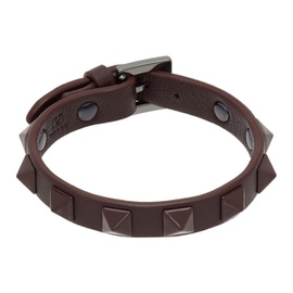 발렌티노 Valentino Garavani Burgundy Rockstud Leather Bracelet 241807M142003