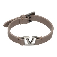 발렌티노 Valentino Garavani Taupe VLogo Signature Calfskin Bracelet 241807M142005