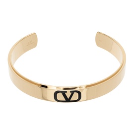발렌티노 Valentino Garavani Gold & Black VLogo Signature Cuff Bracelet 241807M142016