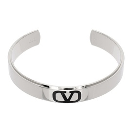 발렌티노 Valentino Garavani Silver & Black VLogo Signature Cuff Bracelet 241807M142020