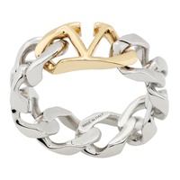 발렌티노 Valentino Garavani Silver VLogo Chain Ring 241807M147001