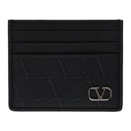 발렌티노 Valentino Garavani Black Embossed Card Holder 241807M163016