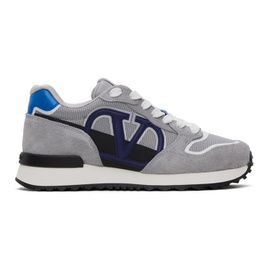 발렌티노 Valentino Garavani Gray & Blue VLogo Pace Sneakers 241807M237043