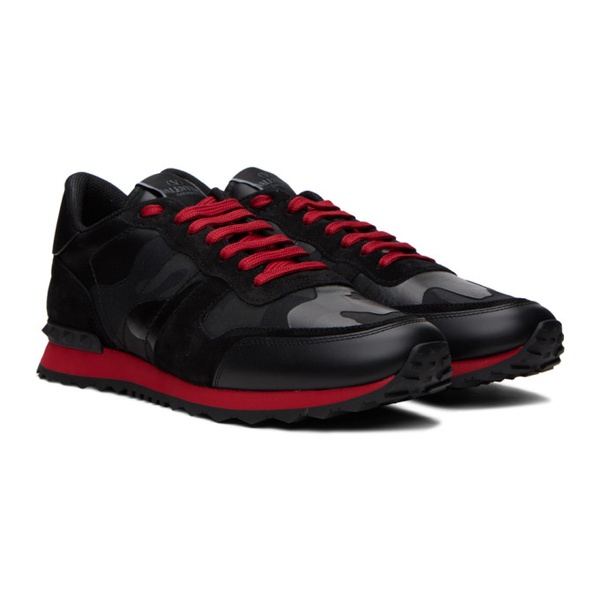  발렌티노 Valentino Garavani Black & Red Rockrunner Sneakers 241807M237054