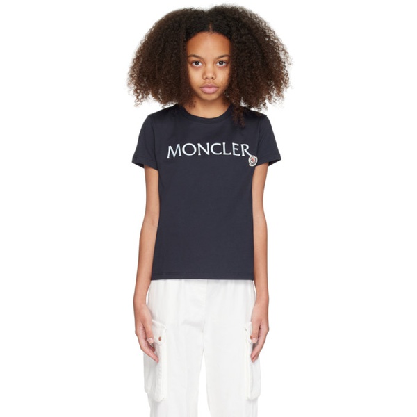 몽클레어 몽클레어 Moncler Enfant Kids Navy Embroidered T-Shirt 241815M703001