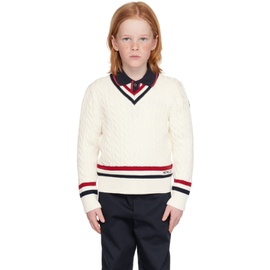 몽클레어 Moncler Enfant Kids 오프화이트 Off-White V-Neck Sweater 241815M720006