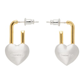 앰부쉬 AMBUSH Silver & Gold Small Heart Padlock Earrings 241820F022000