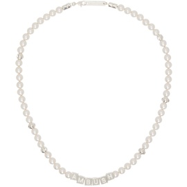 앰부쉬 AMBUSH Silver & White Pearl Letterblock Necklace 241820M145001