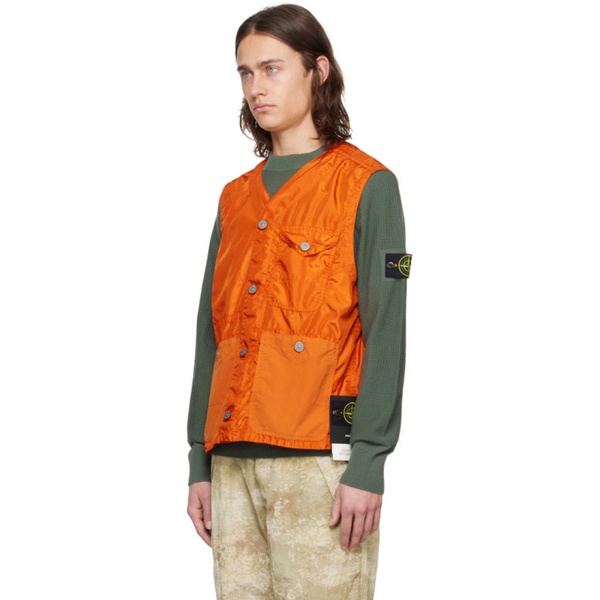 스톤아일랜드 스톤아일랜드 Stone Island Orange Garment-Dyed Vest 241828M185002
