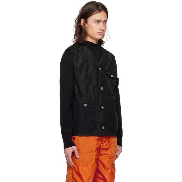 스톤아일랜드 스톤아일랜드 Stone Island Black Garment-Dyed Vest 241828M185003