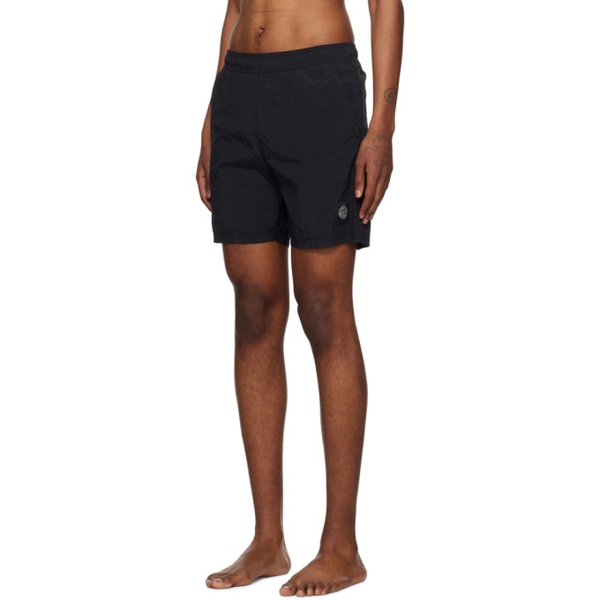 스톤아일랜드 스톤아일랜드 Stone Island Black Crinkled Swim Shorts 241828M193080