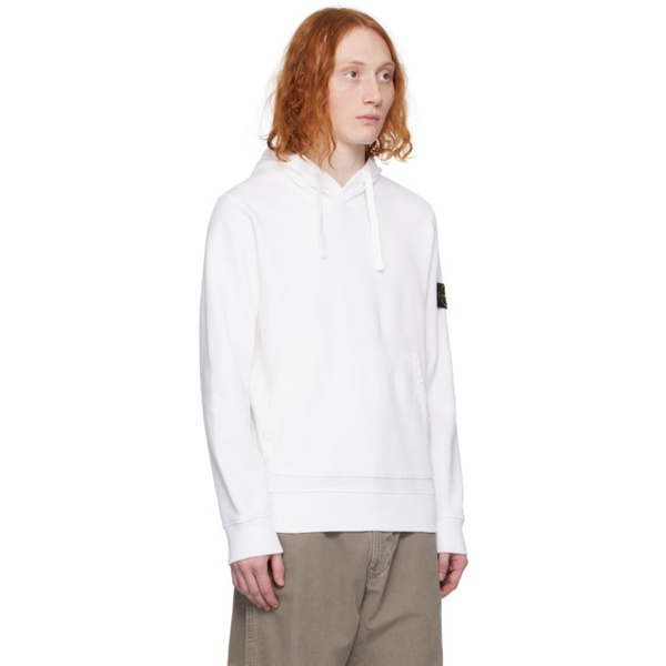 스톤아일랜드 스톤아일랜드 Stone Island White Garment-Dyed Hoodie 241828M202070