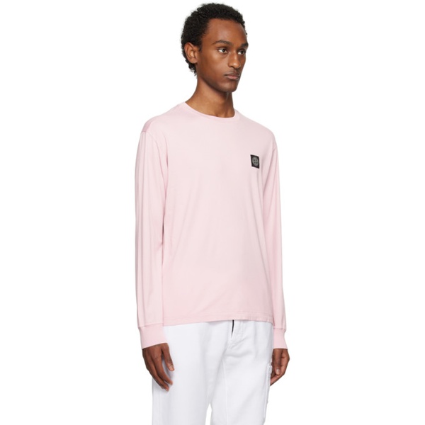 스톤아일랜드 스톤아일랜드 Stone Island Pink Patch Long Sleeve T-Shirt 241828M213019