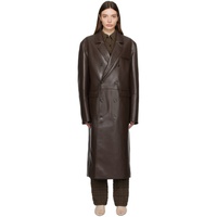 나누쉬카 Nanushka Brown Sverre Leather Coat 241845F059001