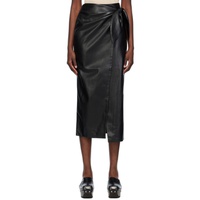 나누쉬카 Nanushka Black Carola Vegan Leather Midi Skirt 241845F092000