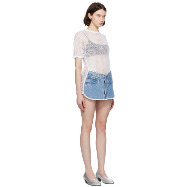  Bless White & Blue T-Shorts Minidress 241852F052000