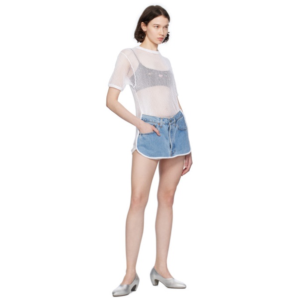  Bless White & Blue T-Shorts Minidress 241852F052000