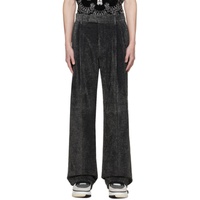 아미리 AMIRI Black Pleated Shimmer Trousers 241886M191005