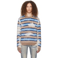 아미리 AMIRI Blue & Brown Staggered Striped Sweater 241886M201003
