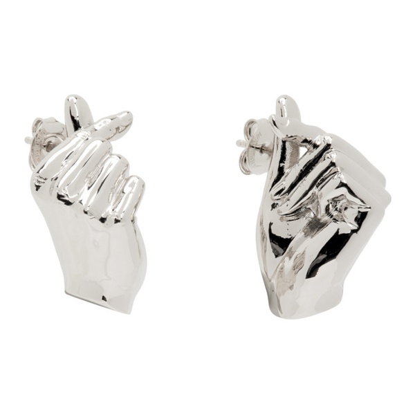  와이프로젝트 Y/Project Silver Mini Finger Heart Earrings 241893M144009
