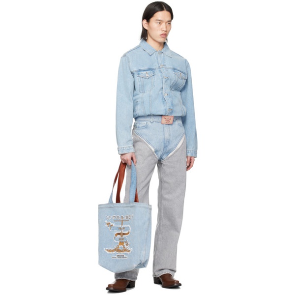  와이프로젝트 Y/Project Blue & Gray Cutout Jeans 241893M186026