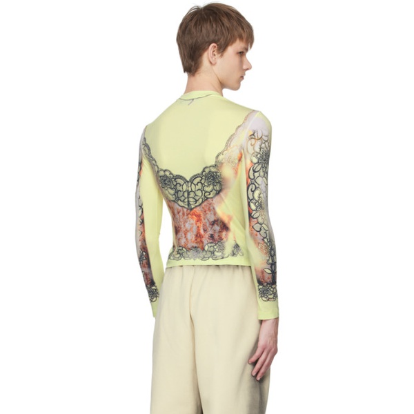  와이프로젝트 Y/Project Yellow Lace Print Long Sleeve T-Shirt 241893M213012