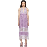 안나수이 Anna Sui Purple & White Gingham Maxi Dress 241894F055003