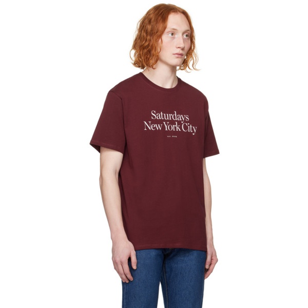  세러데이 뉴욕시티 Saturdays NYC Burgundy Miller T-Shirt 241899M213007