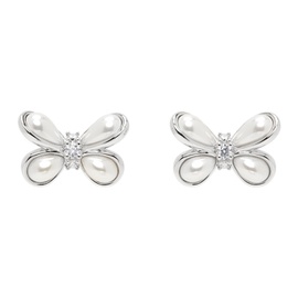 슈슈통 SHUSHU/TONG Silver & White YVMIN 에디트 Edition Large Pearl Butterfly Flower Earrings 241901F022025