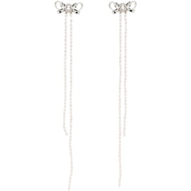 슈슈통 SHUSHU/TONG Silver Bow Long Tassel Earrings 241901F022028