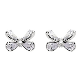 슈슈통 SHUSHU/TONG Silver Butterfly Flower Stud Earrings 241901F022031