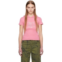 블루마린 Blumarine Pink Hooded T-Shirt 241901F110011