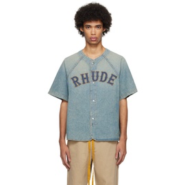 루드 Rhude Blue Embroidered Denim Shirt 241923M192004