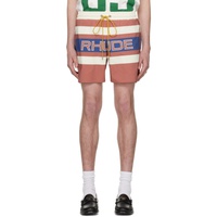 루드 Rhude Red & 오프화이트 Off-White Pavil Racing Shorts 241923M193005