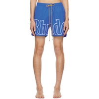 루드 Rhude Blue Printed Swim Shorts 241923M193019