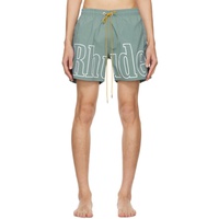 루드 Rhude Green Printed Swim Shorts 241923M193020