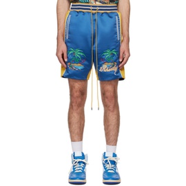 루드 Rhude Blue & Yellow Souvenir Shorts 241923M193026