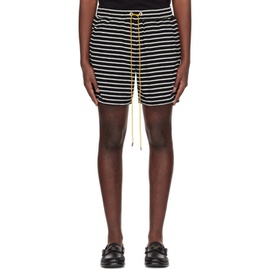 루드 Rhude Black & White Striped Shorts 241923M193027