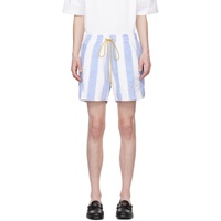 루드 Rhude White & Blue Striped Shorts 241923M193042