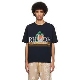루드 Rhude Black Tropics T-Shirt 241923M213041