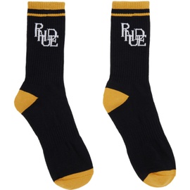 루드 Rhude Black & Yellow Scramble Logo Socks 241923M220004