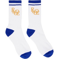 루드 Rhude White & Blue Scribble Socks 241923M220007