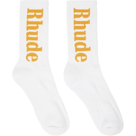 루드 Rhude Yellow & White RH Vertical Socks 241923M220009