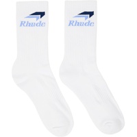 루드 Rhude White Speedmark Socks 241923M220010