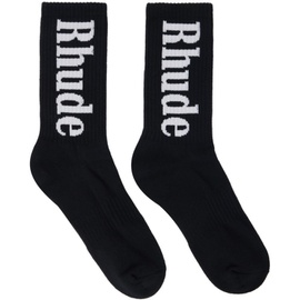 루드 Rhude Black RH Vertical Socks 241923M220013